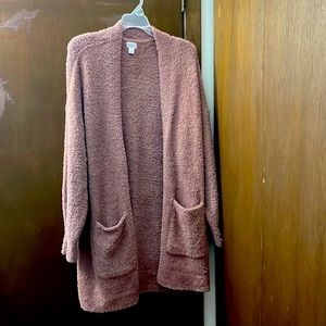 Fuzzy Mauve Cardigan
